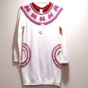 Gymboree Girl’s Fair Isle Sweater Dress – Size 9 – Ivory & Red Clothing – NWT